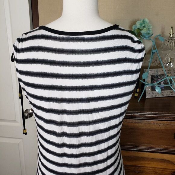 SOFT Michael Kors Black and White Striped Scoop Neck Maxi Dress - Picture 5 of 12